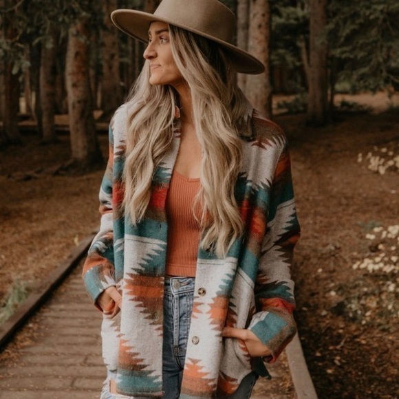 BOHO SOUTHWESTERN FLEECE‎ SHACKET - Picture 4 of 5